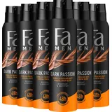 FA Men Dark Passion (6x 150 ml), Deospray mit sinnlich-frischem Duft, Deo ohne Aluminium für bis zu 48 h Deo-Schutz, hinterlässt keine Deo-Rückstände