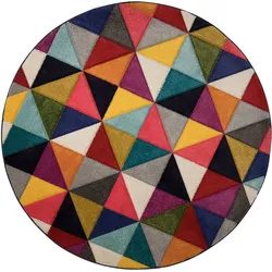 Teppich FLAIR RUGS "SAMBA", bunt, H:10mm Ø:160cm, Kunstfaser, Teppiche, Handgeschnitzt
