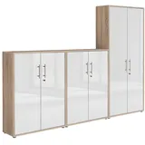 Aktenschrank TABOR 53 Büroschrank Mehrzweckschrank abschließbar Metallgriffe (Sonoma Eiche/weiß Hochglanz)