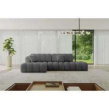 altdecor Ecksofa Cord mit Schlaffunktion 3-Sitzer Dunkelgrau
