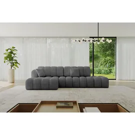 altdecor Ecksofa Cord mit Schlaffunktion 3-Sitzer Dunkelgrau