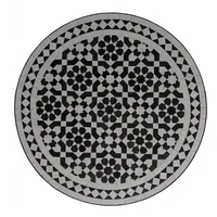 Casa Moro Gartentisch Mediterraner Mosaiktisch Ø 70 cm rund schwarz weiß glasiert mit Eisengestell, Kunsthandwerk aus Marokko, Dekorativer Balkontisch Boho Beistelltisch, MT2144, Handmade schwarz