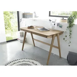 MCA Furniture Schreibtisch Delia Asteiche massiv geölt mit Schubladen, Breite 120 cm