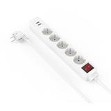 Hama Steckdosenleiste 5-fach USB-A 17W Schalter 1,4 m Weiß