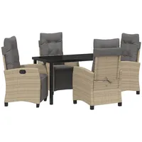 VidaXL 5-teiliges Garten-Esstisch-Set Beige Poly-Rattan