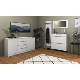 borchardt Möbel Oliva 89 x 88 x 24 cm hängend mit 2 Doppeltrommeln und 1 Schubkasten weiß matt / weiß