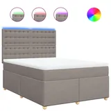 vidaXL Boxspringbett mit Matratze Taupe 140x200 cm Stoff