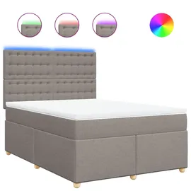 vidaXL Boxspringbett mit Matratze Taupe 140x200 cm Stoff