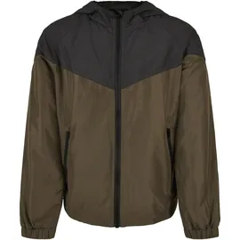 URBAN CLASSICS 2-Tone Tech Windrunner Black/Darkolive 158/164