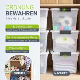 Juskys Aufbewahrungsbox Kunststoff 30 l transparent/weiß