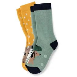 Tchibo - 2 Paar Kinder-Antirutsch-Socken - Herren - Gr. 23-26 - gelb/jacquard