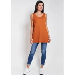 Longtop SEIDEL MODEN, Damen, Gr. 50, braun, Obermaterial: 95% Viskose, 5% Elasthan, casual, loose fit Po-bedeckend, tiefer Rundhals, ohne Ärmel, Tops, in schlichtem Design, MADE IN GERMANY