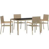vidaXL Garten Essgruppe 5 pcs Beige Poly-Rattan