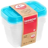 keeeper Frischhaltedosenset 4-teilig, 4 x 750 ml, 15,5 x 10,5 x 8,5 cm, Fredo Fresh, Blau