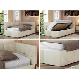 MKS JUGENDBETT ARVO 90/200 - Beige Velvet - Foam-Matratze - Rechts Seite