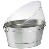 APS 36096 Getränkewanne -TIN-, 50 x 32 cm, H: 23 cm, Metall, verzinkt, PVC, mit Kunststoffeinsatz