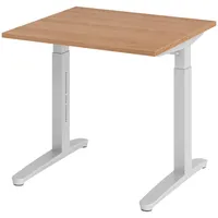Bümö Schreibtisch Nussbaum, Silber, Nachbildung,Nussbaum, Quadratisch, 80x74x80 cm, FSC