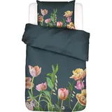 Essenza Eloise Bettwäsche 135 x 200 cm dunkelgrün mit Kissenbezug 80 x 80 cm Reißverschluss