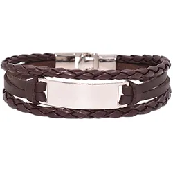 Lederarmband FIRETTI "Schmuck Geschenk Armschmuck ID-Armband- Optik", braun (edelstahlfarben, braun), Armbänder, Herren, Edelstahl-Leder, Edelstahl, Leder, Made in Germany