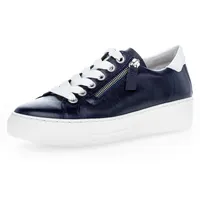 Gabor Plateausneaker GABOR "FLORENZ", Damen, Gr. 39, blau (nachtblau, weiß), Nappaleder, sportlich, Schuhe, Freizeitschuh, Halbschuh, Schnürschuh in bequemer Weite G = weit