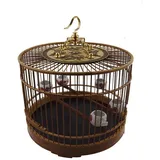 YIHANSS Großer Vogelkäfig für drinnen und draußen, Vogelkäfig aus Bambus, luxuriöse Vogelvilla im chinesischen Stil, Retro-Design, Durchmesser 29 cm, Papageienkäfig