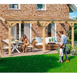 Skan Holz Holz Terrassenüberdachung Andria | Natur | 300x541x264 cm