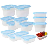 Mypicompany Frischhaltedosen mit Deckel – 10-teiliges Set:2x 500 ml+4x 750 ml+4x 1000 ml pro Dose, BPA-frei, luftdicht, stapelbar, mikrowellen- & spülmaschinengeeignet, Gefrierdosen mit blauem Deckel