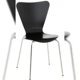 Décoshop26 - Küchen-/Esszimmerstuhl x1 stapelbar dreieckige Rückenlehne schwarzes Holz und Chrommetall 10_0003332