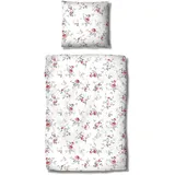 Traumschlaf Bettwäsche Vintage Rose floral Weiß/Rot 200 x 220 cm + 2 x 80 x 80 cm