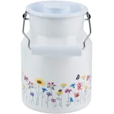 RIESS Riess, 0506-070, Milchkanne mit Deckel, COUNTRY SONDEREDITION FLORA, Inhalt 1,5 Liter, Höhe 19,2 cm, Emaille, weißRIESS MILCHKANNE M.D. 1,5L FLORA
