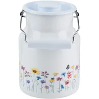 RIESS Riess, 0506-070, Milchkanne mit Deckel, COUNTRY SONDEREDITION FLORA, Inhalt 1,5 Liter, Höhe 19,2 cm, Emaille, weißRIESS MILCHKANNE M.D. 1,5L FLORA