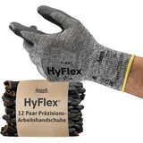 Ansell HyFlex 11-801 Professionelle Arbeitshandschuhe, Rutschfeste Nitril-Beschichtung, Industrie-Schutzhandschuhe für Mechanik, Werkstatt und Montage, Waschbare, Schwarz, Größe XS (12 Paar)