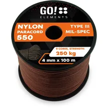 GO!elements Paracord 550 4mm braun 100 m