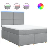 vidaXL Boxspringbett mit Matratze Hellgrau 160x200 cm Stoff