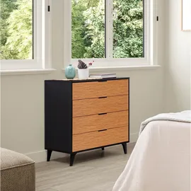 VS Venta-stock - Kommode, Denis 4 Schubladen, Schwarz/holzfarbe