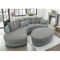 Ecksofa HOME AFFAIRE "Lazio modern und bequem, schmale Armlehnen, tolle Detailverarbeitung", grau (aqua, grau), B:255cm H:94cm T:160cm, 93% Polyester, 7% Polyamid, Sofas, Ecksofa, zwei verschiedene Fußfarben wählbar