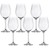 LEONARDO Chateau Rotwein-Gläser, 6er Set, spülmaschinenfeste Wein-Gläser, Rotwein-Kelch mit gezogenem Stiel, Wein-Glas mit Gravur, 510 ml, 035300