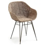 Natur24 Esszimmerstuhl Stuhl Chart Rattan 60x80x 52cm Rattanstuhl braun