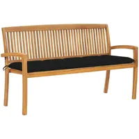 VidaXL Stapelbare Gartenbank mit Auflage 159 cm Massivholz Teak
