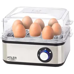 Adler AD 4486 Eierkocher für 8 Eier weich mittel hart Abschaltautomatik mit akustischem Signal, Einsatz für Spiegeleier