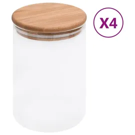 vidaXL Vorratsglas mit Bambusdeckel 800 ml 4 St.