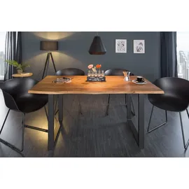 Riess-Ambiente Massivholz Esstisch 160cm Wild-Akazie Industrial Design 2,6cm Tischplatte Baumkante