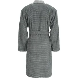 Esprit Herrenbademantel ESPRIT "Double Stripe, ideal für Sauna & Spa, Hotelbademantel, Morgenmantel" Gr. L, grau (anthrazit), L:117cm, Webfrottier, Hausmäntel, Doubleface Kimonomantel