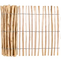 5m VOSS.garden Staketenzaun, Lattenabstand 3-4cm, Gartenzaun aus Haselnuss, 90cm