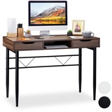Relaxdays Schreibtisch braun-schwarz, rechteckig, 4-Fuß-Gestell schwarz 110,0 x 55,0 cm