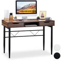 Relaxdays Schreibtisch braun-schwarz, rechteckig, 4-Fuß-Gestell schwarz 110,0 x 55,0 cm