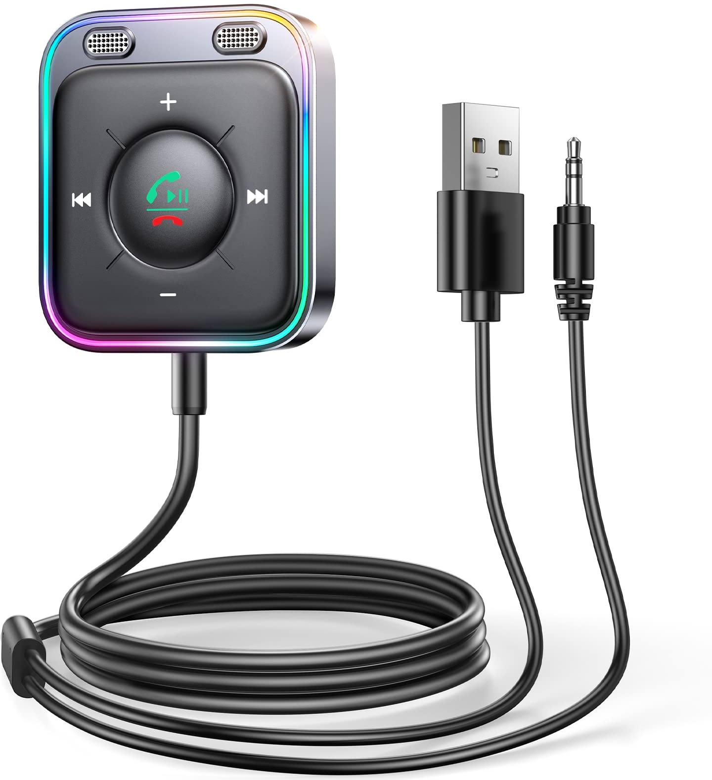 JOYROOM 2024 Aux Bluetooth Adapter Auto mit Freisprecheinrichtung,【Hi-Fi Stereo Audio】 USB Bluetooth 5.3 Adapter【Plug & Play】 KFZ Bluetooth Empfänger Klinke Aux für Auto Lautsprecher, Verstärker