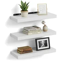 Relaxdays Wandregal 3er Set 50 x 4 x 23 cm Weiß/Schwarz