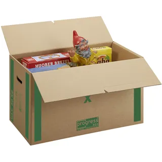 progressCargo Umzugs-Transportkarton mit progressBOX Boden PB TB02.02 für Transport, Umzug und Archivierung - Innenmaße: 650x350x370 - Außenmaße: 655x355x395 10 Stück