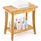 VEVOR Duschbank aus Bambus, 48,6 x 28,6 x 46,6 cm, wasserdichter Duschhocker mit Ablagegriff, 150 kg Tragkraft, Spa-Badewannensitz-Organizer, für Erwachsene, Senioren, Frauen, ältere Menschen, drinnen und draußen
